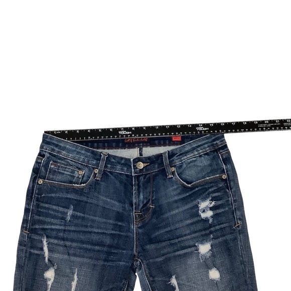 Cult of Individuality Jeans Sz 29 Bohemi Boot Cut Blue Distressed Thighs Hems - Picture 5 of 11